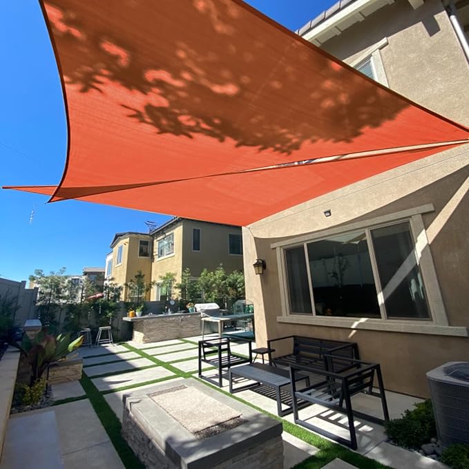 SUNLAX Sun Shade Sail 12' x 20' x 23.3' Terra Red Rectangle Canopy Sail Shade Cover UV Block Permeable Sunshade Outdoor for Patio Backyard Deck Pergola (We Make Custom Size)