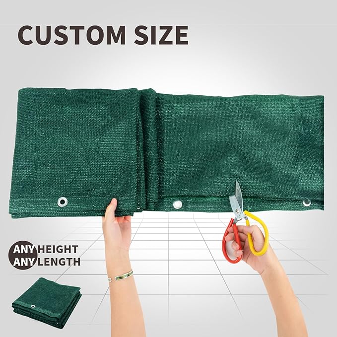 LOVE STORY Custom Size 3'x11' Dark Green Balcony Privacy Screen,UV Block Privacy Fence Screen,90% Shield for Outdoor Pool Garden Apartment Railing