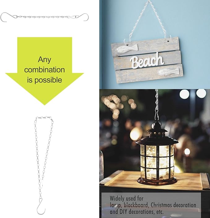 RIFNY 20 Inch Silver Chain for Hanging Plants, Small Plant Chains for Hanging Baskets Kits with Hooks for Bird Feeders Planters Billboards Lanterns Wind Chimes Ornaments Outdoor Indoor Use (5 PCS)