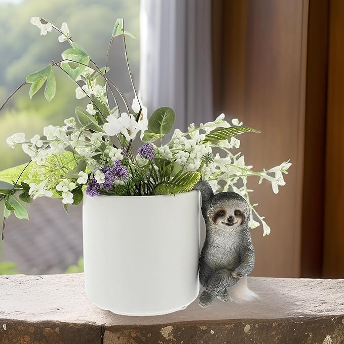 Distinctive Designs Grey Sloth Decorative Plant Pot Hanger for Indoor/Outdoor Use Garden Decor