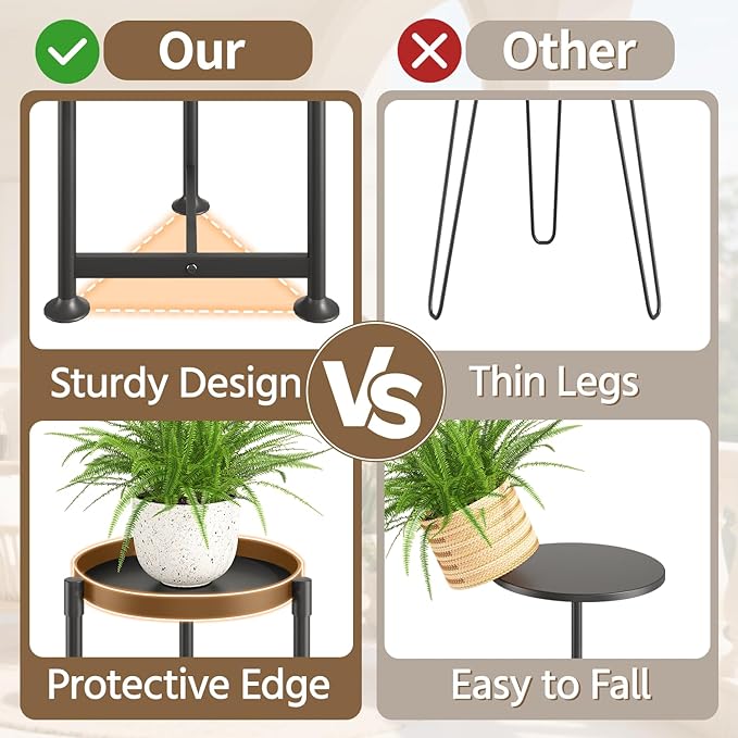 LASZOLA Black Plant Stand Indoor for Large Tall Heavy Duty Planters, Metal Vertical Single Flower Holder Organizer for Floor Corner, Sturdy Wrought Iron Round Shelf for Modern House Patio Decorative