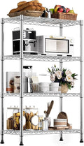 Xcity Storage Shelves, 4 Tier Heavy Duty Metal Shelving Unit, 1600 LBS Capacity Adjustable Steel Wire Shelf Organizer for Pantry, Kitchen, Garage, 14" D x 36" W x 54" H, Chrome