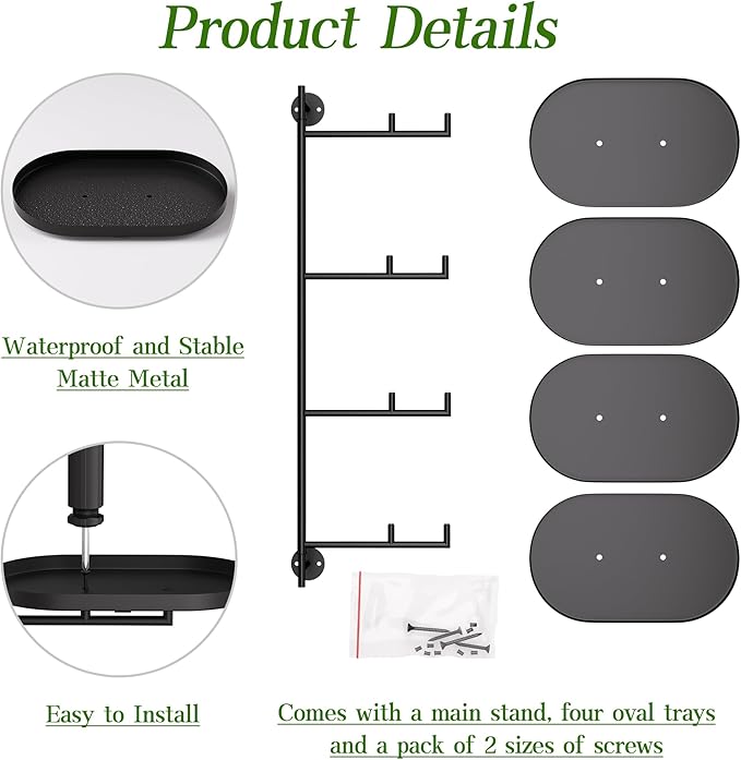 Window Rotating Plant Stand Shelf Indoor Black Metal Floating Shelves 4-Tier Wall Mount Plant hanger Holders for Wall Planter Modern Home Decor window sill gifts