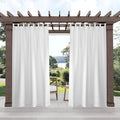 Exclusive Home Cabana Solid Indoor/Outdoor Light Filtering Hook-and-Loop Tab Top Curtain Panel Pair, 54"x144", White