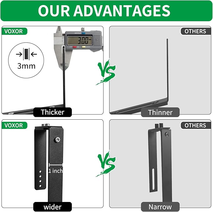 Window Box Brackets, Adjustable Planter Box Brackets, Heavy Duty Iron Flower Box Brackets for Railings, with Enhanced Bottom Support - Perfect for Balconies, Fences, and Gardens (Black, 2 Pack)
