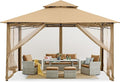 MASTERCANOPY Outdoor Garden Gazebo for Patios with Stable Steel Frame and Netting Walls (10x12,Beige)