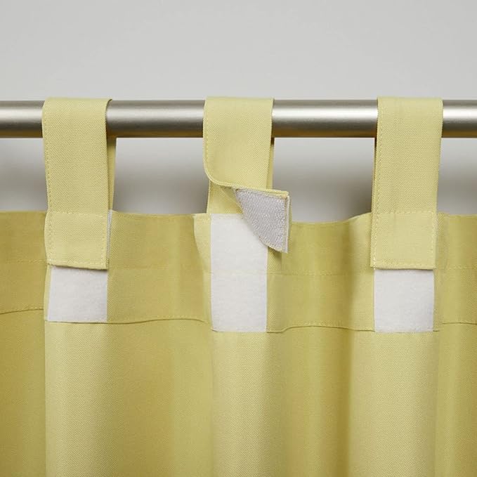 Exclusive Home Cabana Solid Indoor/Outdoor Light Filtering Hook-and-Loop Tab Top Curtain Panel Pair, 54"x63", Sundress