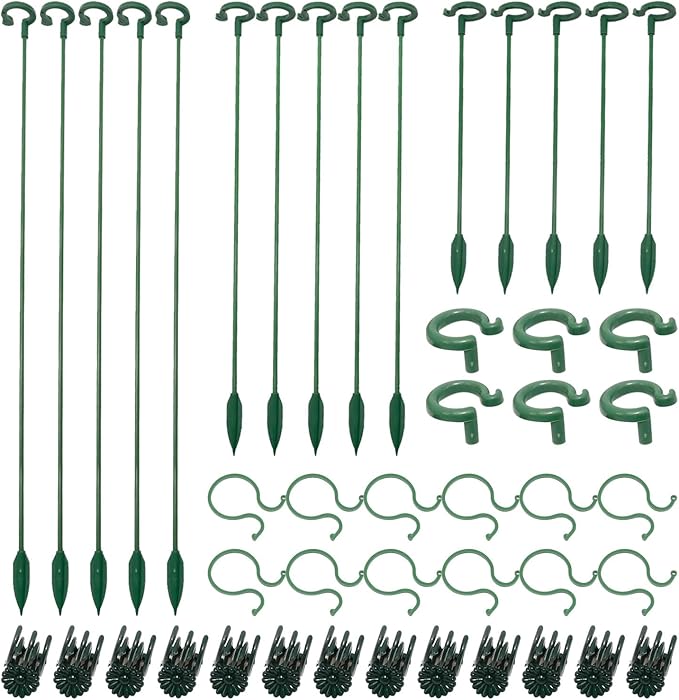70PCS Plant Supports Stakes, 30PCS Adjustable Flower Support Poles(3 Sizes), 20 Garden Orchid Sticks Extended, 20 Orchid Clips Plant Support Stakes for Tomato Amaryllis Vegetables Phalaenopsis Roses
