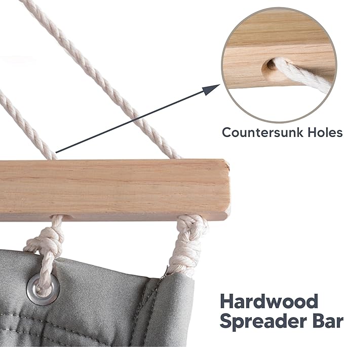 SUNCREAT Double Hammock with 15 ft Stand, Outdoor Hammock with Stand, Balance Straps, Light Gray