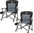 EVER ADVANCED Oversized Folding Camping Chair for Adults, Heavy Duty Lawn Chair with Side Pockets, Portable Collapsible Quad Chair for Outside, Support Up to 500lbs, Black 2PACK
