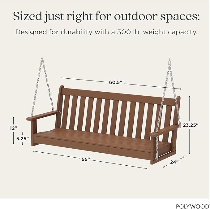 POLYWOOD GNS60TE Vineyard 60" Swing, Teak