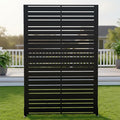 Casaphoria Metal Privacy Screen Outdoor, 72" H x 47" W Freestanding Decorative Privacy Screen for Patio Deck Balcony Garden with Stable Base, Black-Benjamin