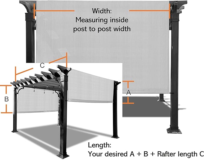 Universal Pergola Replacement Canopy Shade Cover with Breathable HDPE Fabric & Rod Pockets for 10 x 10 FT Pergola, Canopy Size: 192'' L x 106'' W (Walnut)