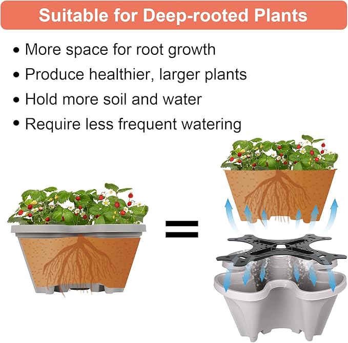 GameXcel Vertical Planter 6 Tier Stackable Planters Garden Planters Strawberry Herb Flower and Vegetable Planter Indoor Outdoor Gardening Pots with Removable Wheels and Tools