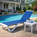 Kozyard Outdoor Chaise Lounge Chair, Full Flat Adjustable Patio Lounger with Aluminum Frame & Resin Legs, Textilene Fabric for Poolside, Backyard & Beach (Blue, Chair with Table)