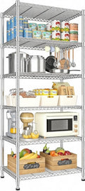 Xcity Storage Shelves, 6 Tier Heavy Duty Metal Shelving Unit, 2400 LBS Capacity Adjustable Steel Wire Shelf Organizer for Pantry, Kitchen, Garage, 14" D x 30" W x 70" H, Chrome