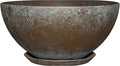 Classic Home and Garden Rosie Modern Planter w/Drainage - Contemporary Planter Bowls - Shallow Round Vases for Small Plants - Versatile Indoor & Outdoor Pots (10” Weathered Copper)