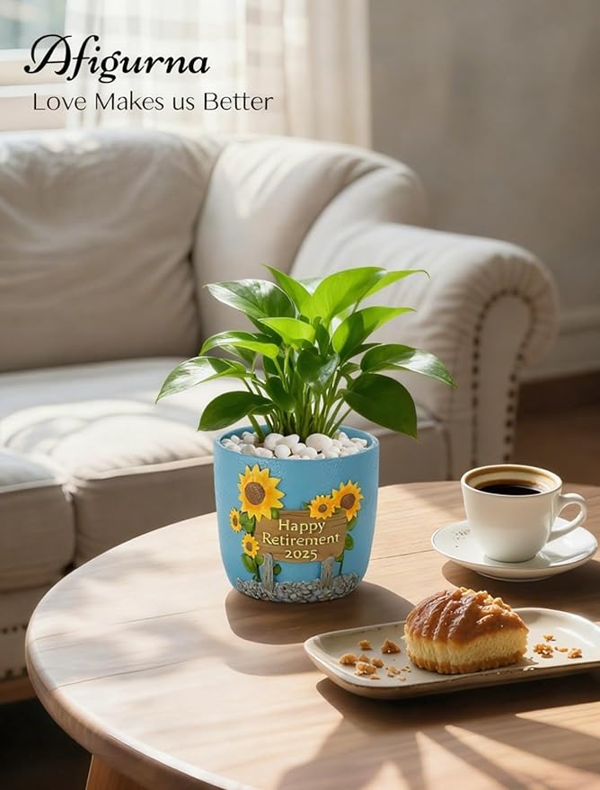 Retirement Gift for Woman: Happy Retirement Gift 2025 - Hand-Painted Plant Pot for Unique Retired Gifts or Retirement Party Decorations - Succulent Planter with Drainage 5.3 inch