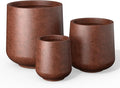 Kante 15.3"+11.6"+8.2" Dia Round Concrete Planter, Large Outdoor Indoor Planter Pots Containers with Drainage Holes and Rubber Plug for Home Garden Patio, Rusty