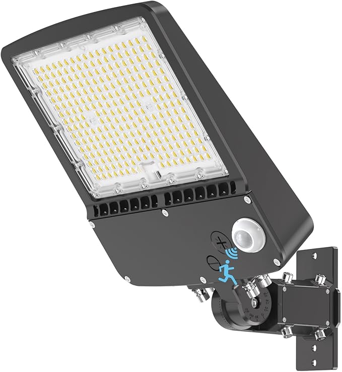 LED Parking Lot Light 150W - Motion Sensor Outdoor Lights UL Listed - 5000K 22500lm Led Flood Security Light with Photocell - Wall Mount Commercial Street Area Light for Yard Barn Garage - 100-277V