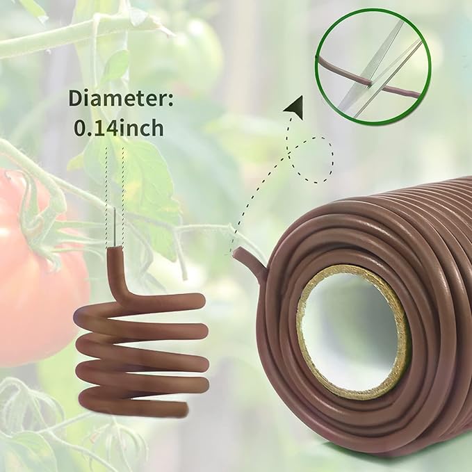 Decoroca Soft Plant Ties for Support - 65.6' Reusable Waterproof Plant Wire, 3.5mm Garden Twist, Office Organization and Decoration Binding（1pc/Brown）