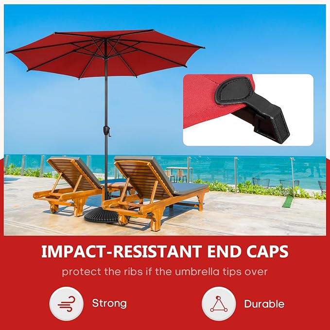 Abba Patio 11FT Lyon Outdoor Patio Umbrella Outdoor Table Umbrella with Push Button Tilt and Crank Market Umbrella 8 Sturdy Ribs UV Protection Waterproof for Garden Deck Backyard Pool Dark Red