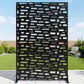 Casaphoria Metal Privacy Screen Outdoor, 72" H x 47" W Freestanding Decorative Privacy Screen for Patio Deck Balcony Garden with Stable Base, Black-Gerald