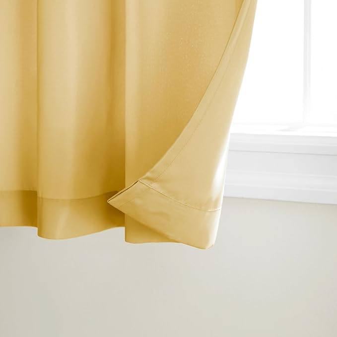 TOWN & COUNTRY BASICS Cabana Solid Heavyweight Indoor Outdoor Curtains, Light Filtering Opacity with Grommet Top, Water Repellent, 2-Pack Set, 54"x84", Sundress Yellow