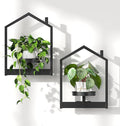 HOOBRO Wall Plant Holder, Wall Planters for Indoor Plants Set of 2, Plant Hanger Indoor Window Plant Shelves for Indoor Outdoor Decor, Black BK08HJP201