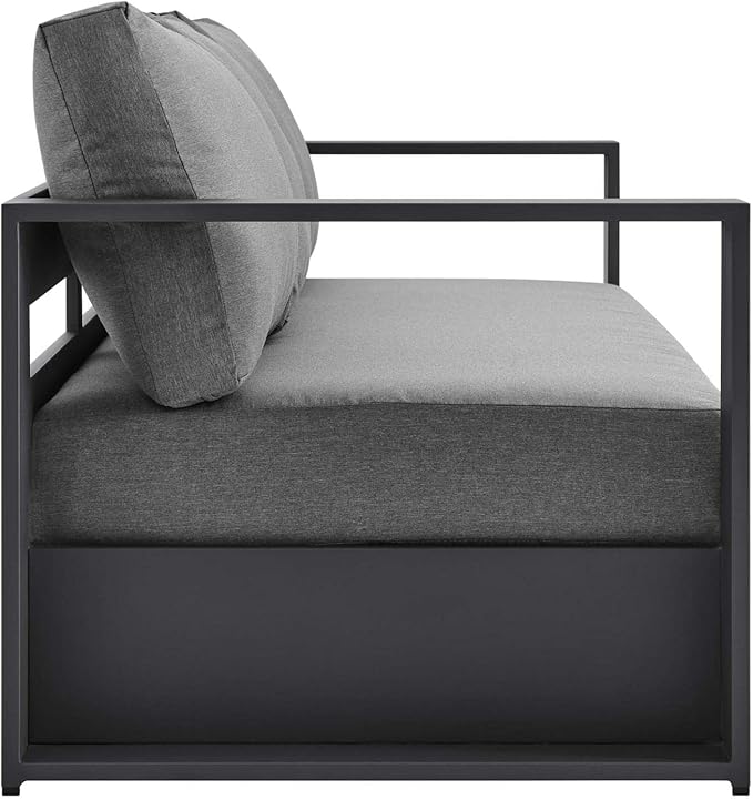 Modway Tahoe Aluminum Outdoor Patio Sofa in Gray Charcoal