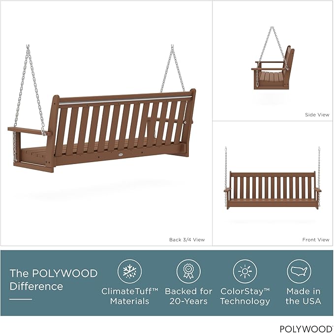 POLYWOOD GNS60TE Vineyard 60" Swing, Teak