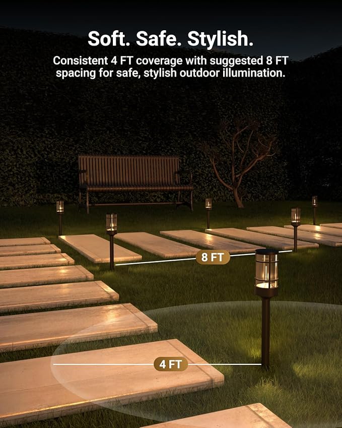 Sunco 6 Pack Low Voltage Garden Pathway Lights, LED Landscape Pathway Lighting, 1.5W, 50 LM, 3000K Warm White, Wet Rated, for Garden Pathway Walkway, Clear Glass Design with Connectors ETL