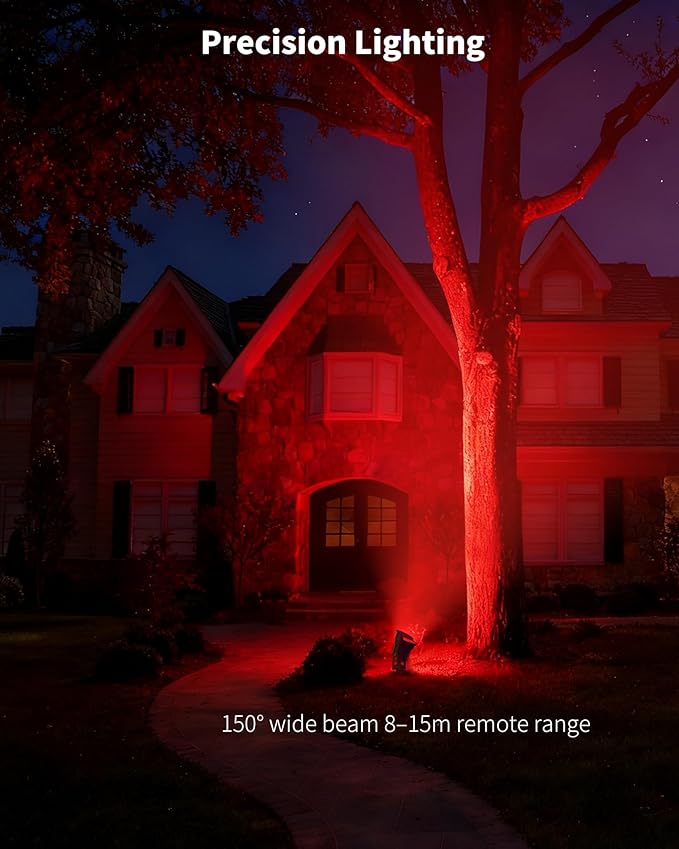 Ofuray Solar Spot Lights Outdoor, RGB Color Changing with 8 Lighting Modes, IP67 Waterproof Landscape Lights 9.8ft Cable, 5200mAh Power Dusk to Dawn Solar Spotlights for Flag, Garden & Outdoor Décor