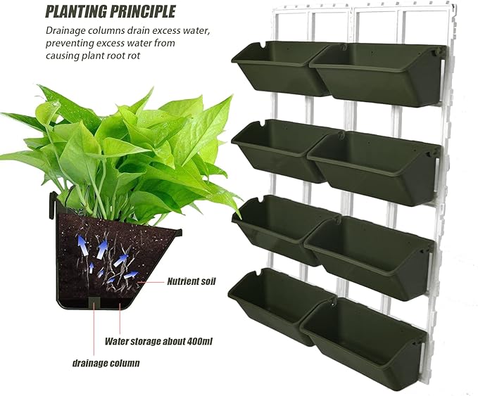 LOYALHEARTDY Vertical Garden Wall Planter Wall Mounted Planter 4-Tier Vertical Garden Planters for Growing Strawberries, Flowers, Vegetables, Herbs Indoor/Outdoor Decoration (Army Green)