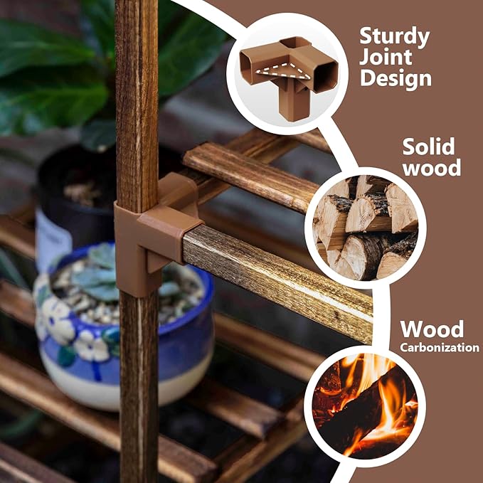 Bamworld Plant Stand Indoor Corner Plant Shelf Outdoor Flower Shelves Wooden Plant Stands Garden Wood Plant Holder Rack for Living Room Corner Lawn Window 03B