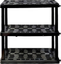 Oskar Heavy Duty Plastic Storage Shelves- for Garage, Kitchen, Bathroom Basement Kids Room, Stackable 3-Tier Black Organizer Rack for Books Shoes, Toys, Pantry, Cleaning and Closet Organization