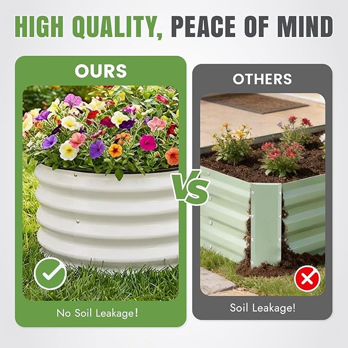 INNO STAGE 3Pcs Galvanized Raised Garden Bed Kit, Outdoor Metal Raised Garden Beds for Vegetables, Rust-Resistant & Easy Assembly, 4x2x1ft Oval Raised beds for Gardening, Flowers, Herbs (White)