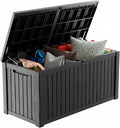 200 Gallon Waterproof Outdoor Storage Box,Resin Deck Box,Lockable Outside Storage Box Container for Patio Furniure,Garden,Tools (200 Gallon,Black)