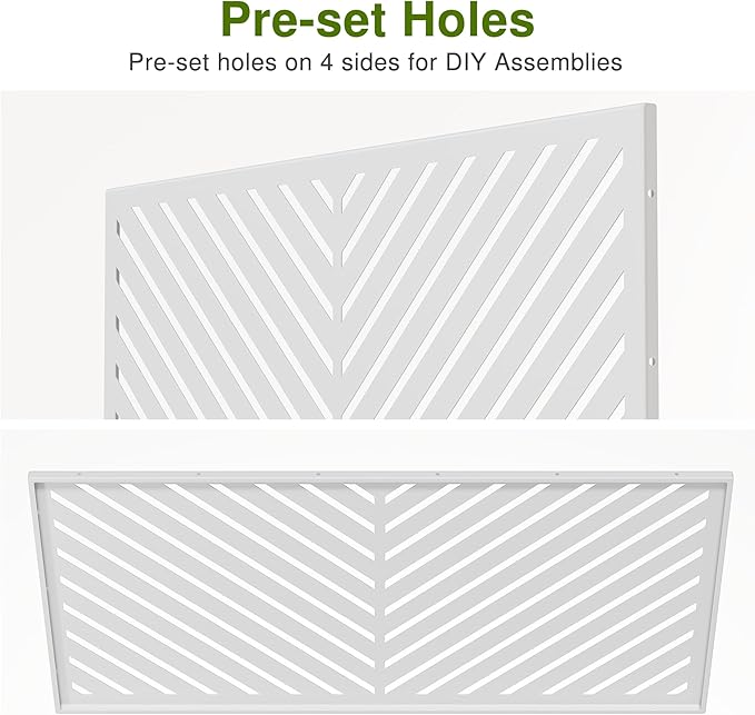 Casaphoria Metal Privacy Screen Outdoor, 72" H x 47" W Freestanding Decorative Privacy Screen for Patio Deck Balcony Garden with Stable Base, White-Parallel