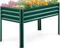 KING BIRD Large Raised Garden Bed with Legs Galvanized Elevated Planter Box 48×24×32 in for Backyard, Patio, Balcony, 400lb Capacity, Green