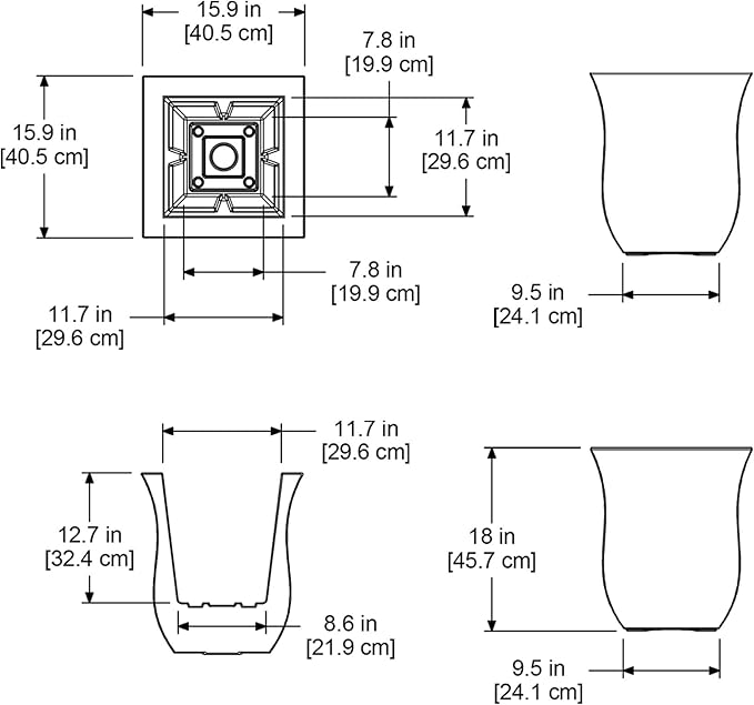 Mayne 5873-ES Polyethylene Planter, Espresso 16x16