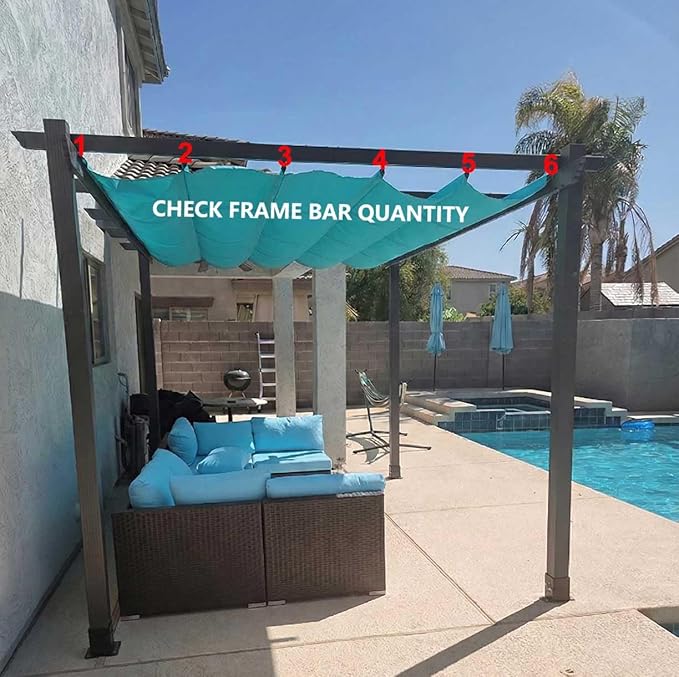 Pergola Shade Cover Replacement Canopy Top Compatible with 10 X 10 ft 6-Bar Pergola Frames - Turquoise Blue (Canopy Size 116" W x 95" L, Canopy Top Only)