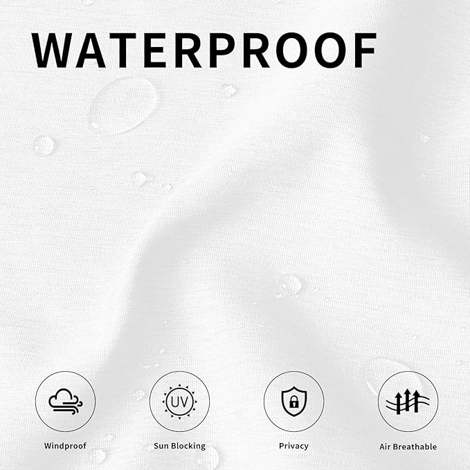 Easy-Going Linen Look Outdoor Curtains Waterproof Windproof Porch Curtains, Soft Thicken Outdoor Privacy Curtains for Patio, Gazebo, Grommet Top and Tab Bottom Drape, 2 Panels, 54x96 inch, White