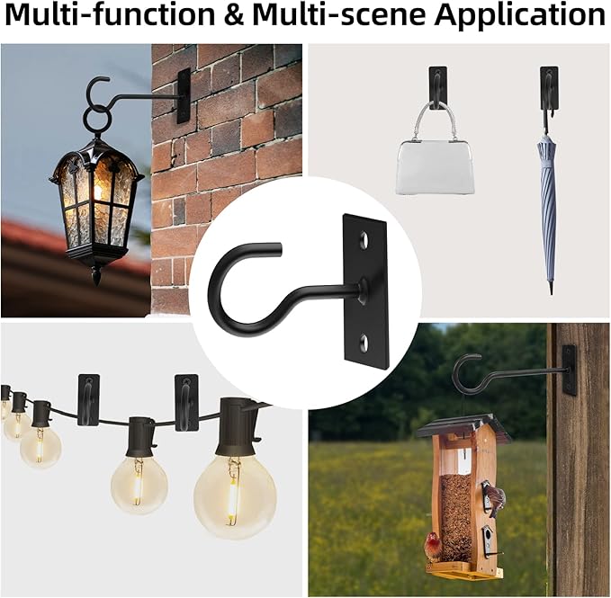 Ceiling Hooks for Hanging Plants 6pack 2.5inch Wall Mount Plant Hooks Meatl Plant Hanger Indoor for Hanging Lanterns, Bird Feeder, Flower Basket, Home Decor Indoor & Outdoor