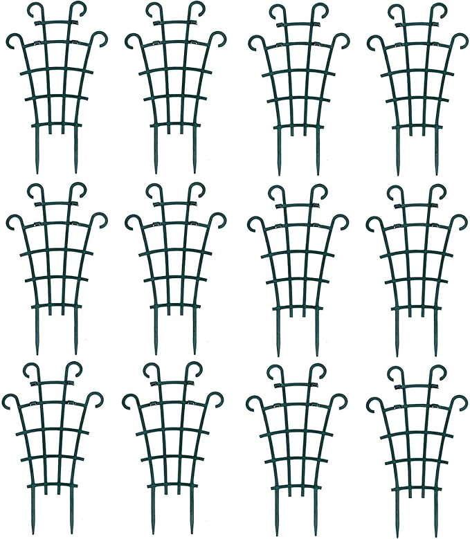12 Pack Trellis for Potted Plants, Garden Trellis for Climbing Plants Plastic Mini Climbing Plant Trellis Flower Pots Support Stackable Trellis for Climbing Plants Peas, Dark Green