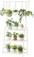 Plant Stand Indoor Outdoor,Metal Plant Stands for Multiple Plants,3 Tier Tall Hanging Plant Shelf,Large Heavy Duty Flower Holder Ladder Plant for Living Room, Patio, Balcony (White)