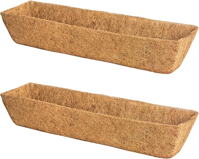 2 Pack 30 Inch Trough Coconut Liners for Window Box Planter Natural Coco Fiber Replacement Liner for Outdoor Plants Flowers Outside Coir Planters Porch Balcony Garden Decor
