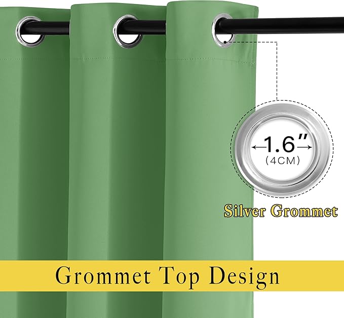 NICETOWN Blackout Curtain Drape 72 inch Long - Grommet Noise Reducing Thermal Insulated Modern Window Treatments for Bedroom Living Room (1 Panel, 52 x 72 Inch, Froest Green)