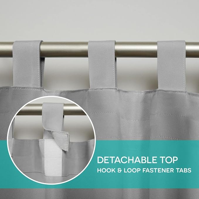 Exclusive Home Cabana Solid Indoor/Outdoor Light Filtering Hook-and-Loop Tab Top Curtain Panel Pair, 54"x63", Cloud Grey