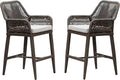 PURPLE LEAF Outdoor 24" Counter Height Bar Stools Chair Set of 2, All Weather Rattan and Aluminum Patio Bar Stool with Cushion for Indoor and Outdoor, Kitchen Island, Coffee